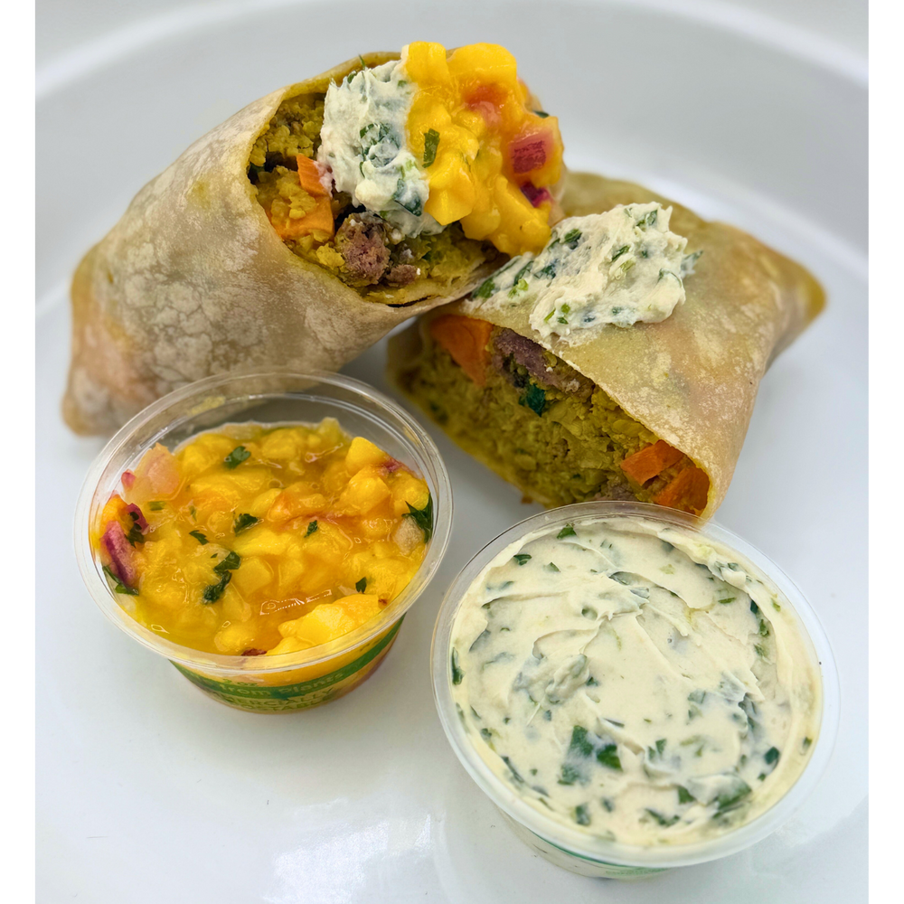 NEW!! - Grass Fed Beef Breakfast Burrito w. Cilantro Crema