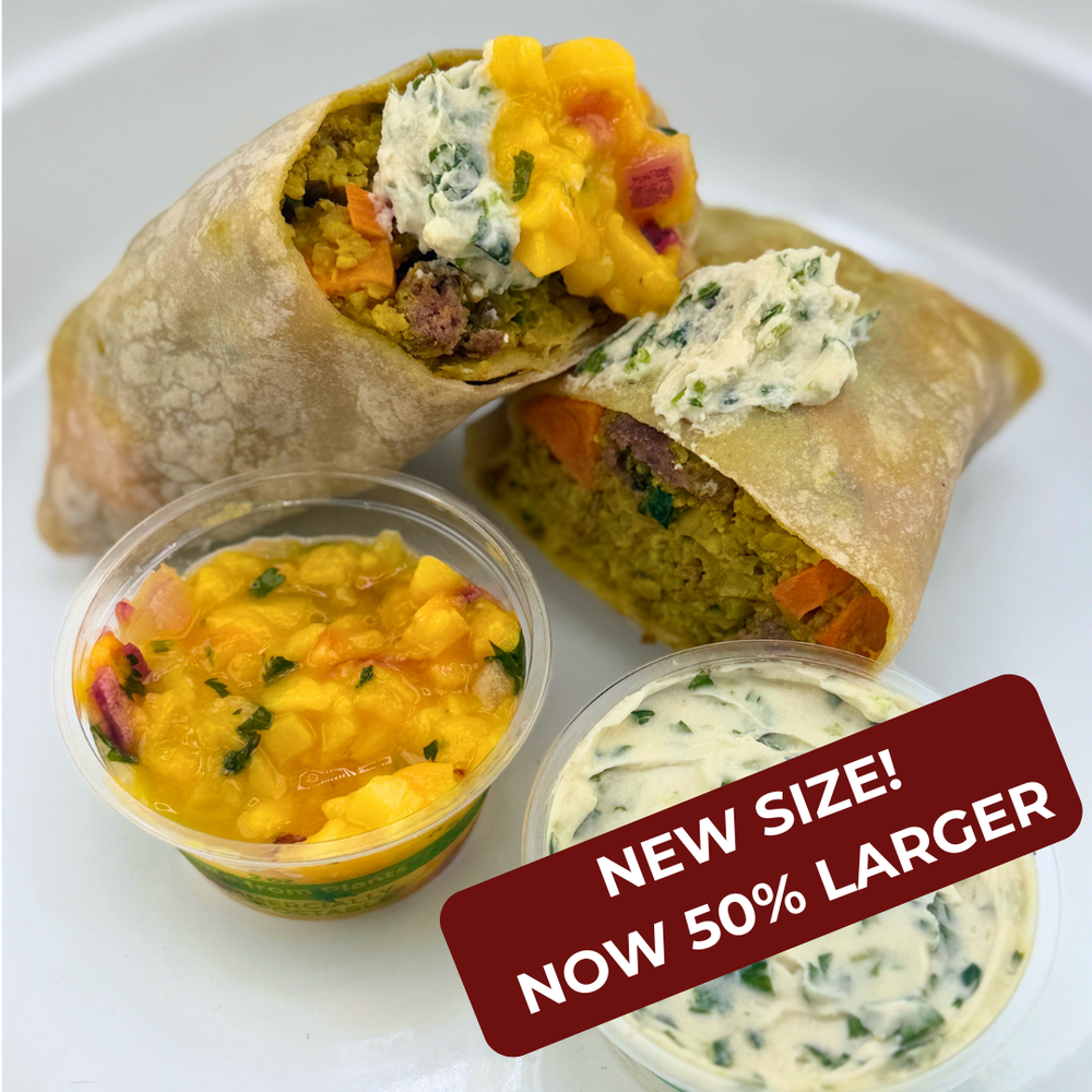 Grass Fed Beef Breakfast Burrito w. Cilantro Crema