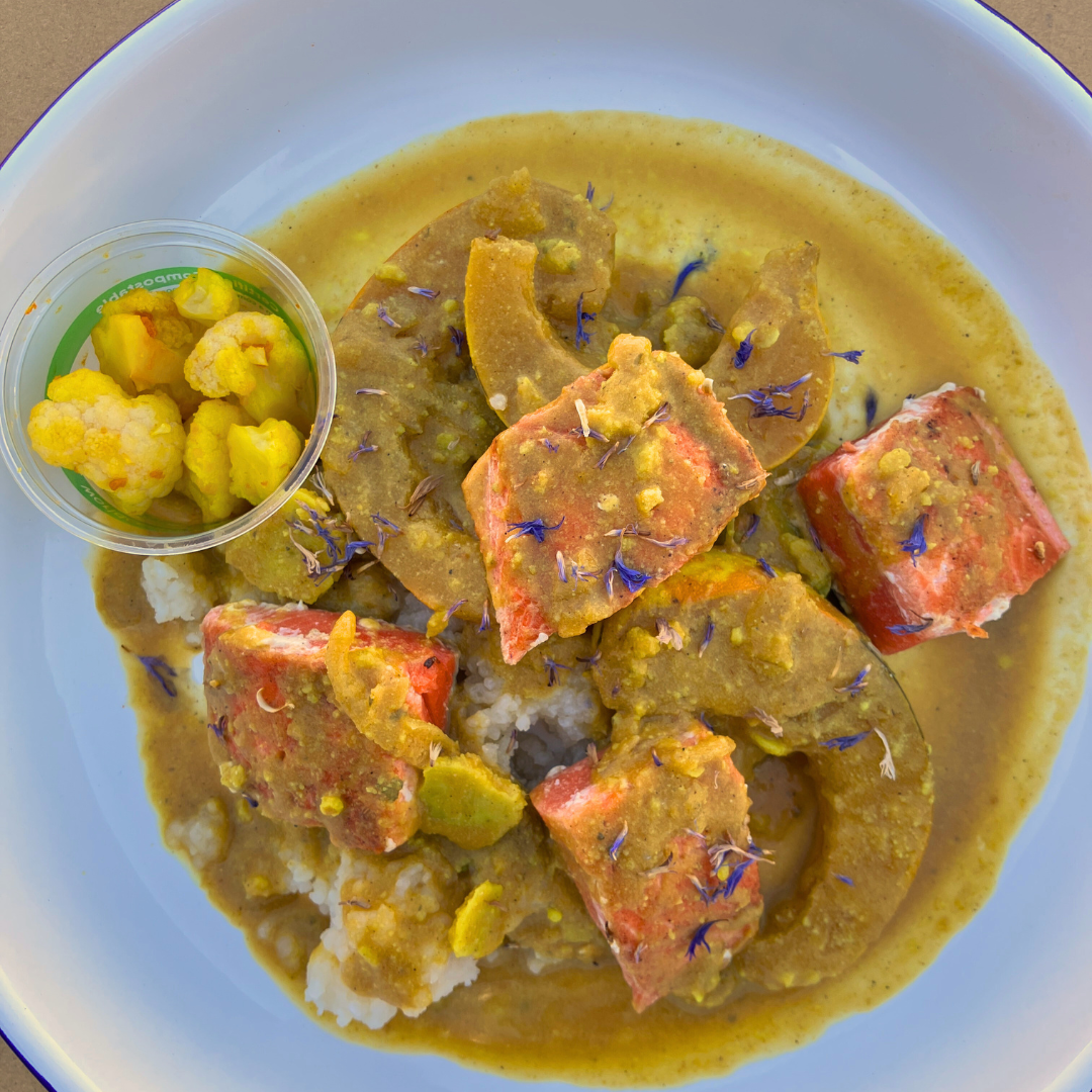 
                  
                    Wild-caught Salmon Curry w. Carnival Squash & Cassava Couscous
                  
                