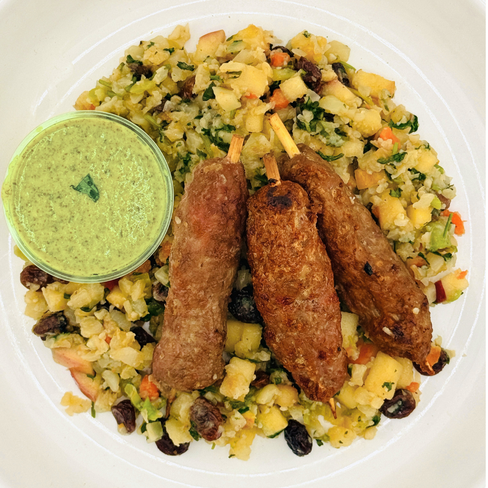 Mickey Trescott's Lamb Skewers w. Cilantro Cauliflower Rice