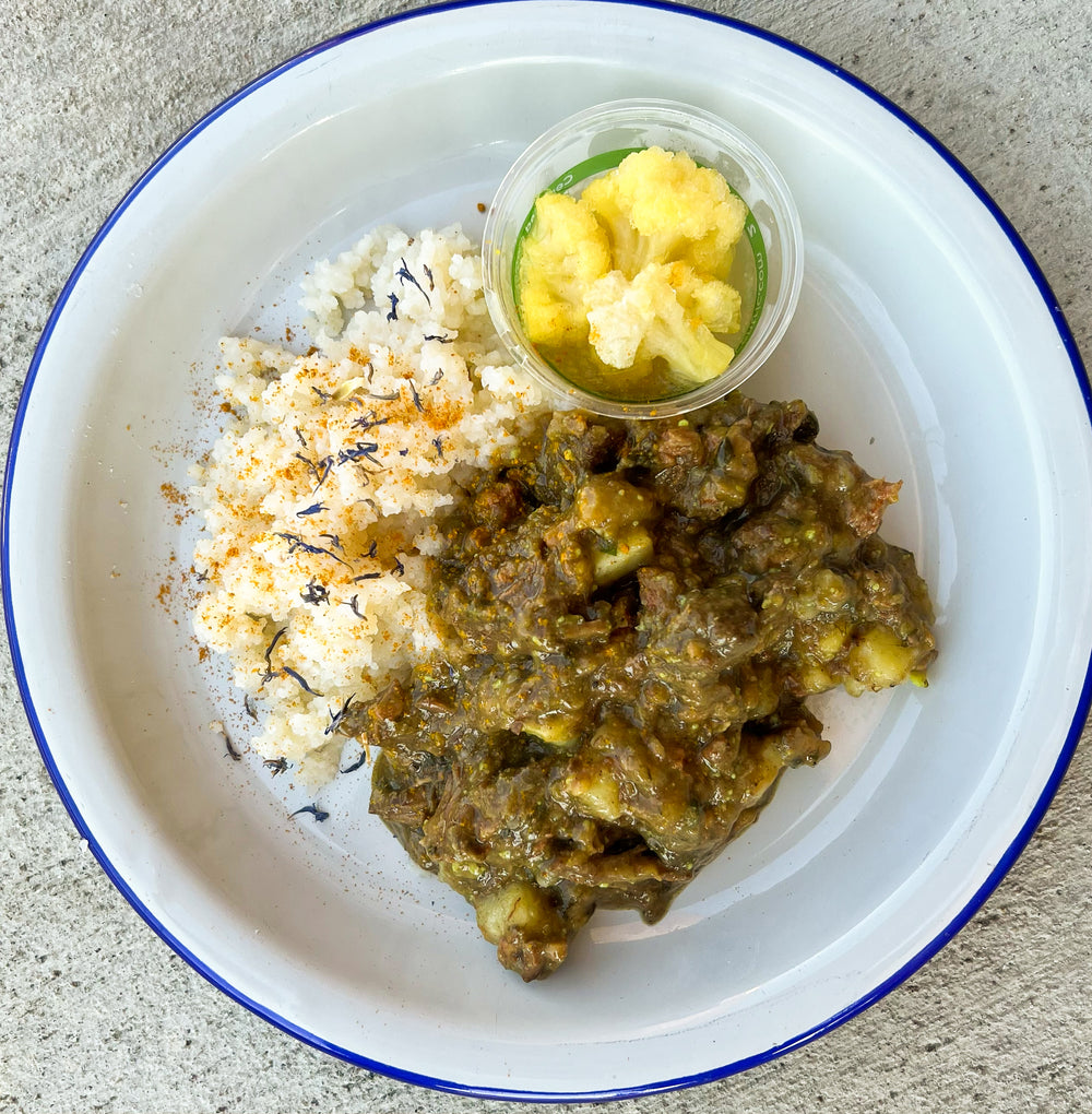 Beef & Plantain Curry w. Cassava couscous