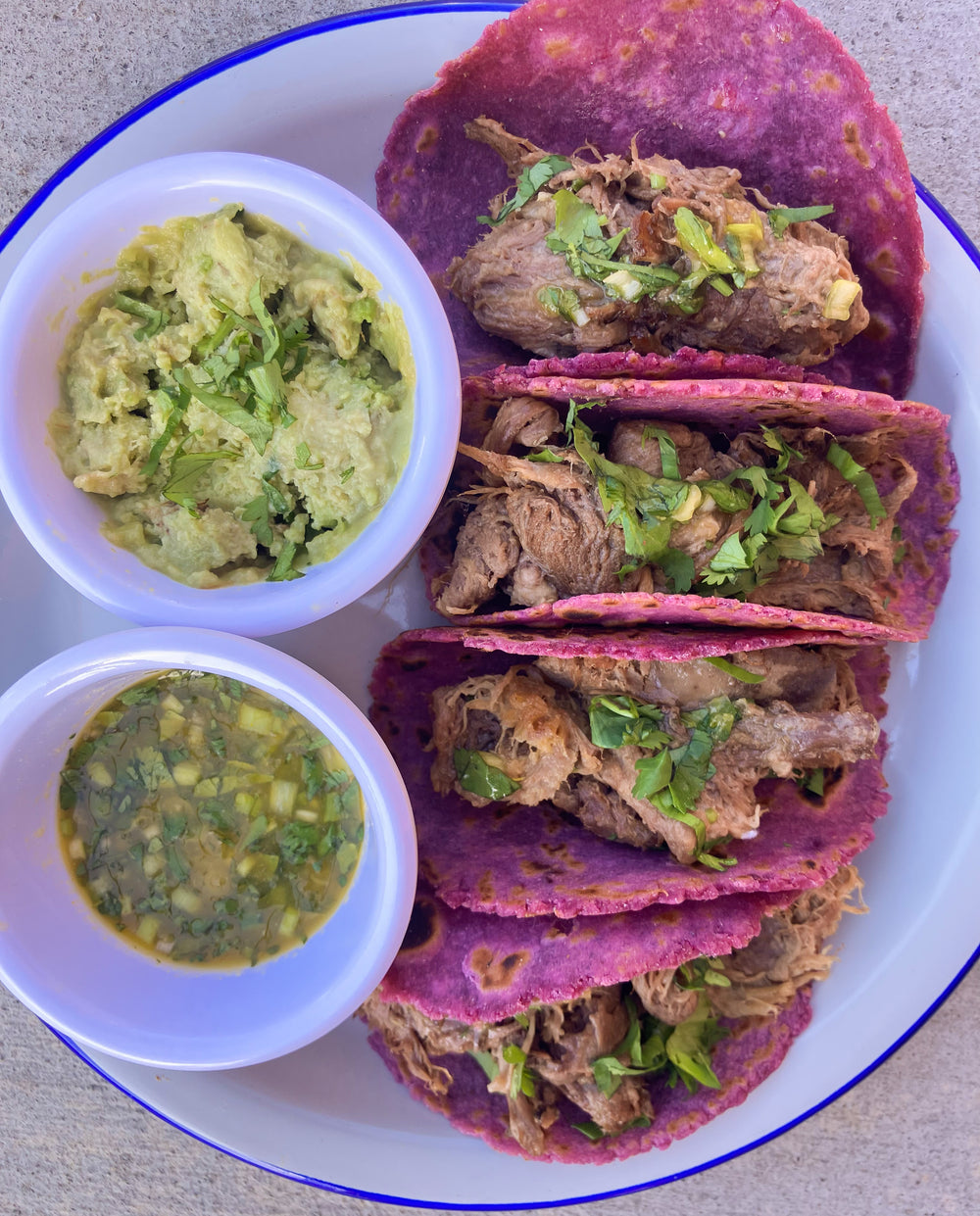 Slow Roasted Beef Tacos w. Purple Sweet Potato Tortillas